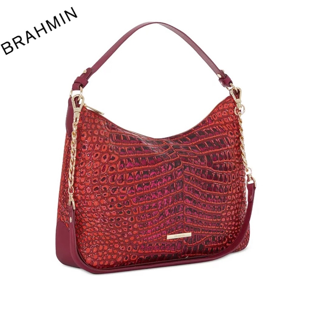 NWT Brahmin Heather Pomegranate Amalthea Medium Leather Shoulder Bag